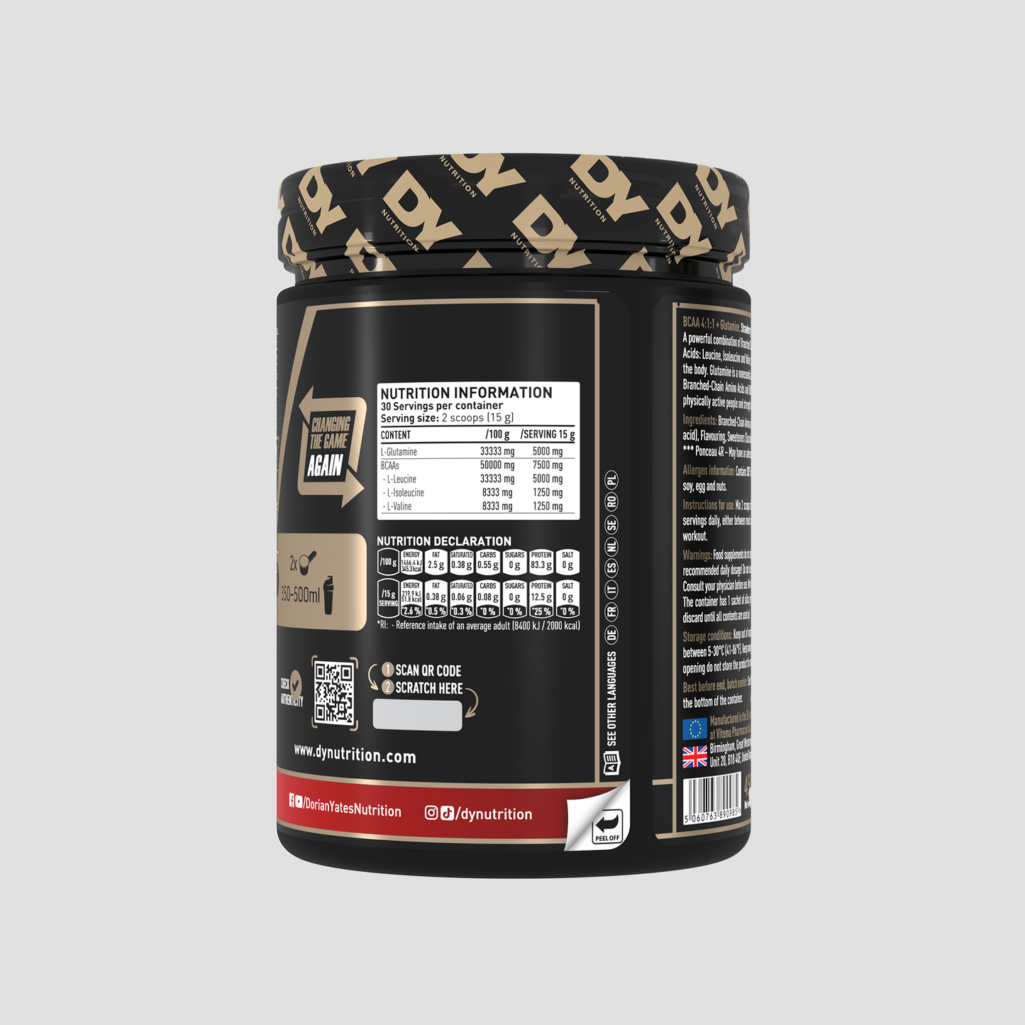 HIT BCAA 4:1:1 + Glutamine, 450g, 30 servings