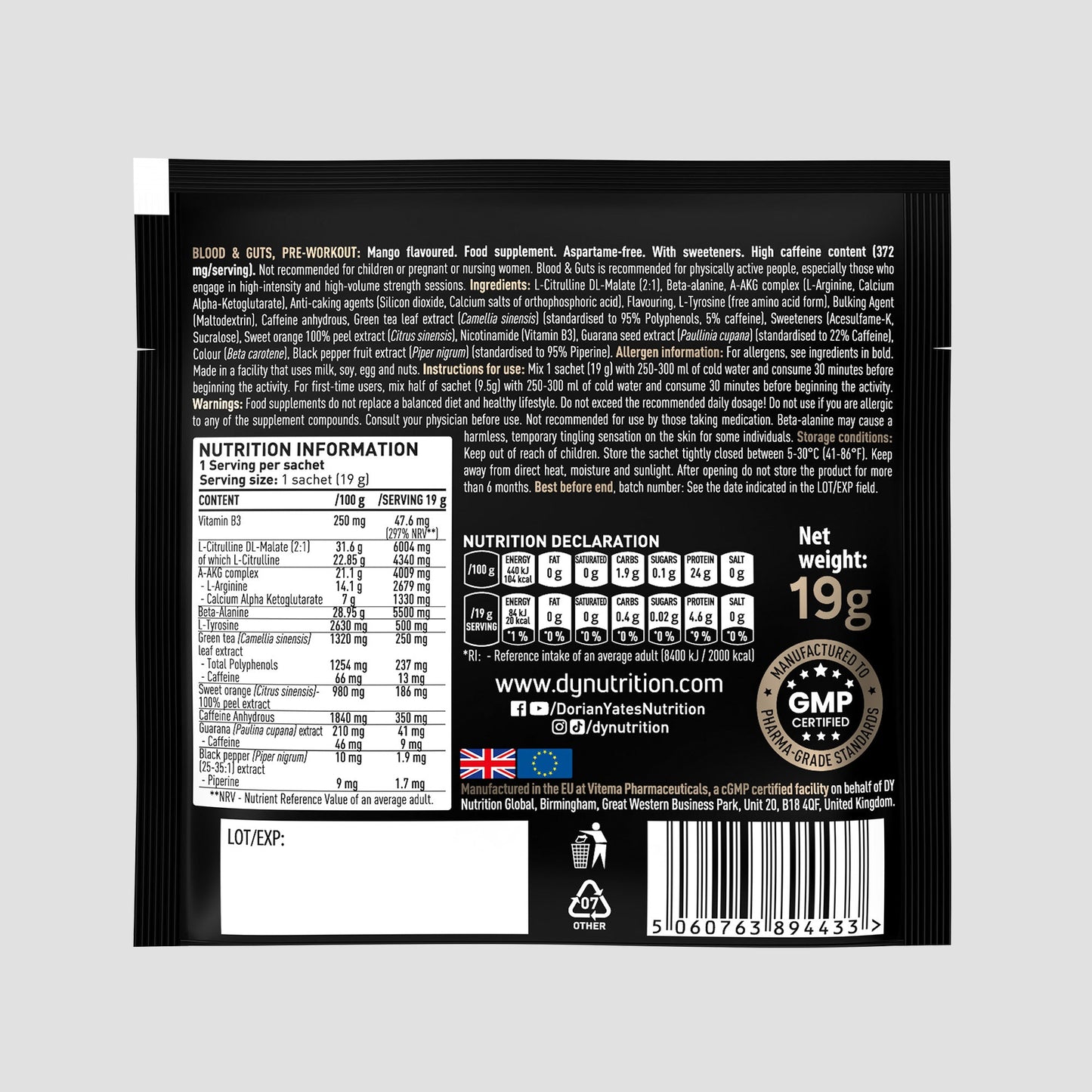 Blood & Guts Pre-Workout - Sachet