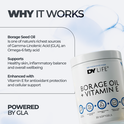 Borage Oil + Vitamin E DY Life, 30 Softgels, 30 Servings