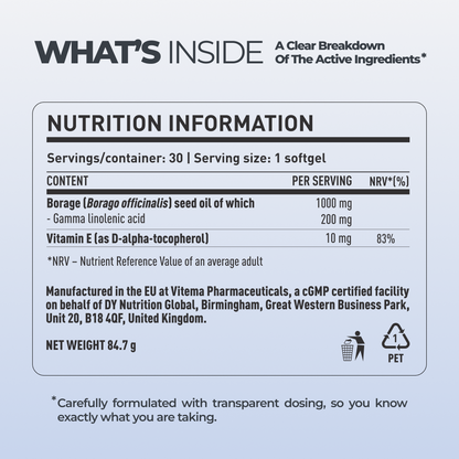 Borage Oil + Vitamin E DY Life, 30 Softgels, 30 Servings