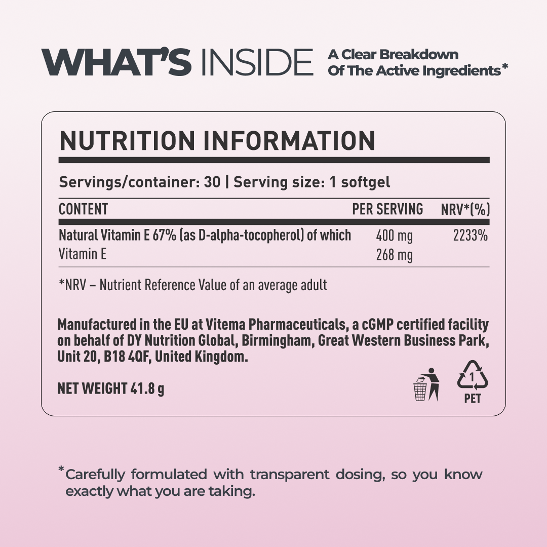 Natural Vitamin E DY Life, 30 Softgels, 30 Servings